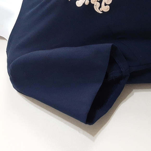 Cece Cynthia Steffe Blue Embroidered Lip Mini Dress women 8 vacation beach boho - Picture 6 of 12